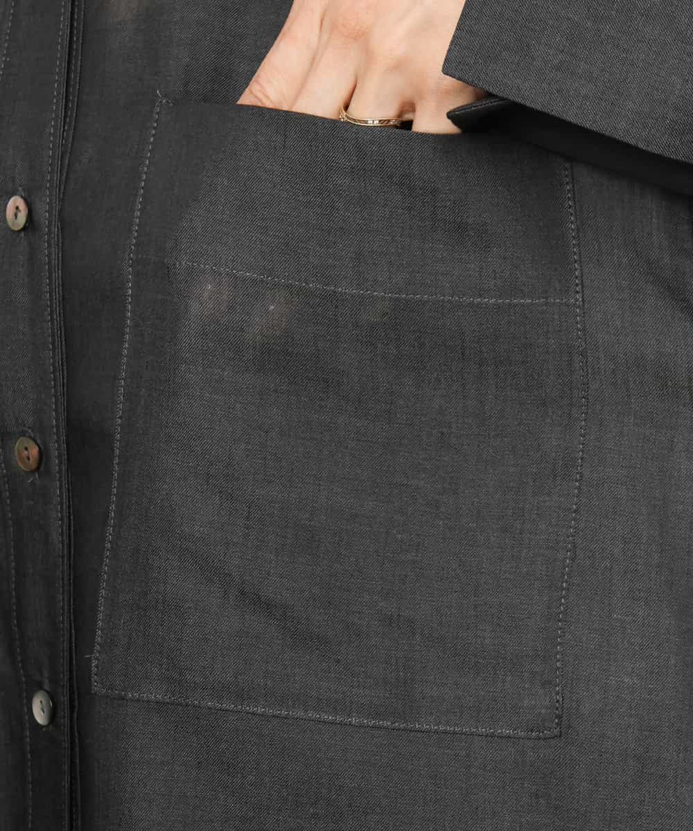 FMBJD02260 MICHEL KLEIN(ミッシェルクラン) シアーシャンブレーバンドカラーシャツ ブラック
