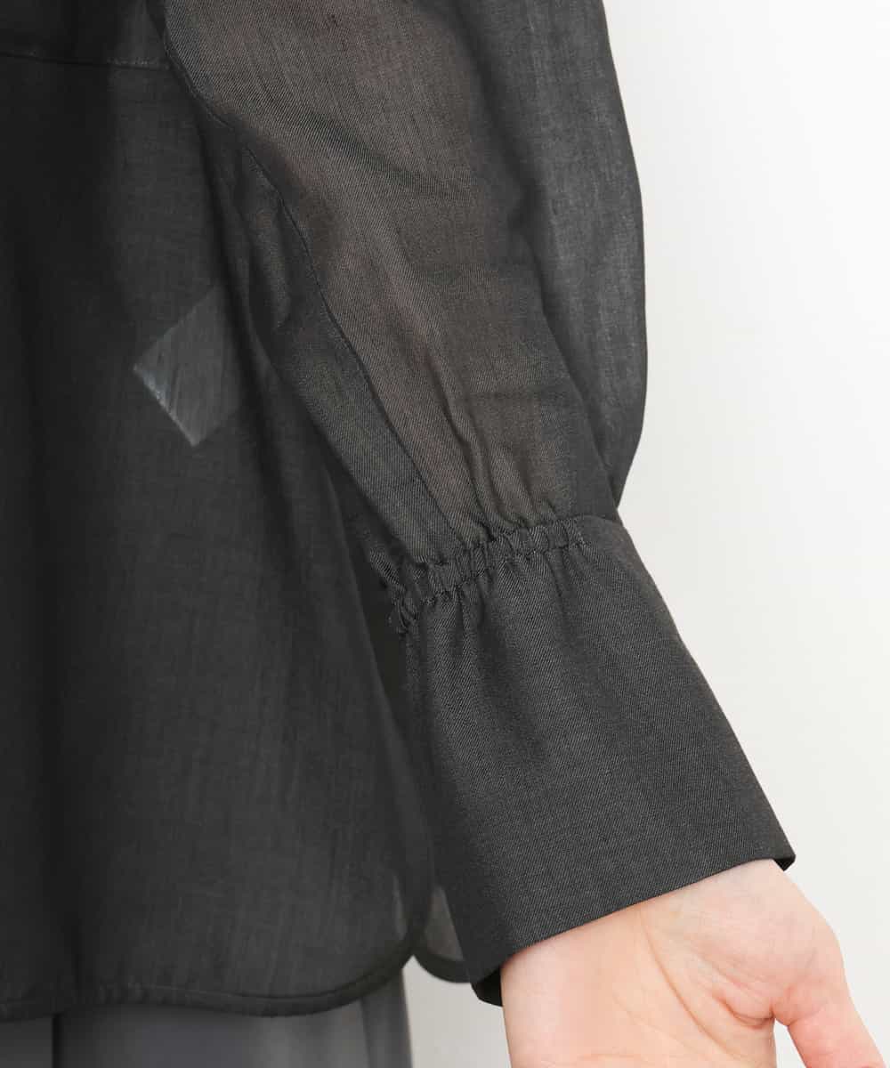 FMBJD02260 MICHEL KLEIN(ミッシェルクラン) シアーシャンブレーバンドカラーシャツ ブラック