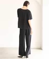 FMBJD03200 MICHEL KLEIN(ミッシェルクラン) [セットアップ対応]Vネックフレアブラウス ブラック