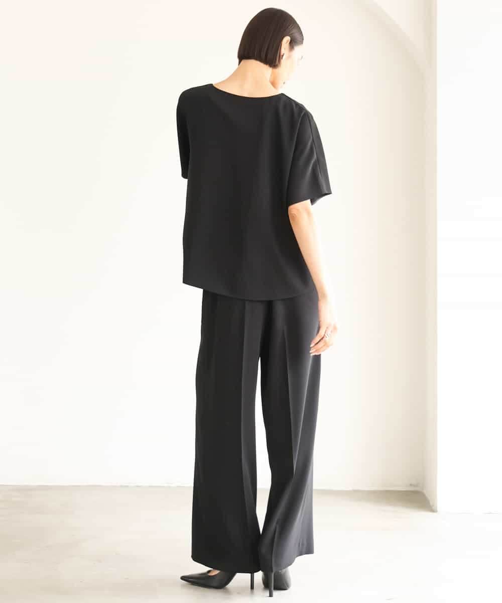 FMBJD03200 MICHEL KLEIN(ミッシェルクラン) [セットアップ対応]Vネックフレアブラウス ブラック