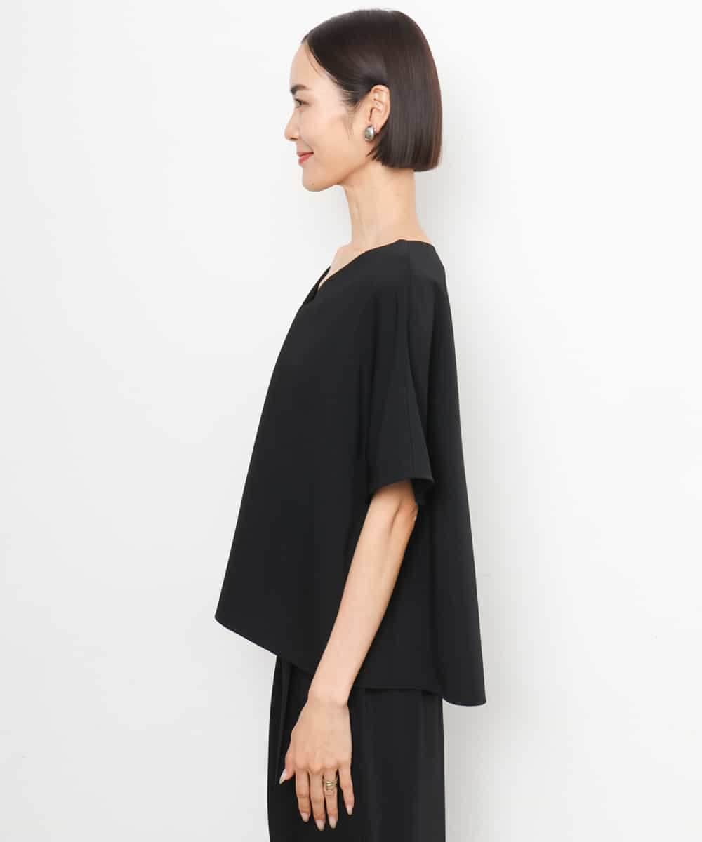 FMBJD03200 MICHEL KLEIN(ミッシェルクラン) [セットアップ対応]Vネックフレアブラウス ブラック