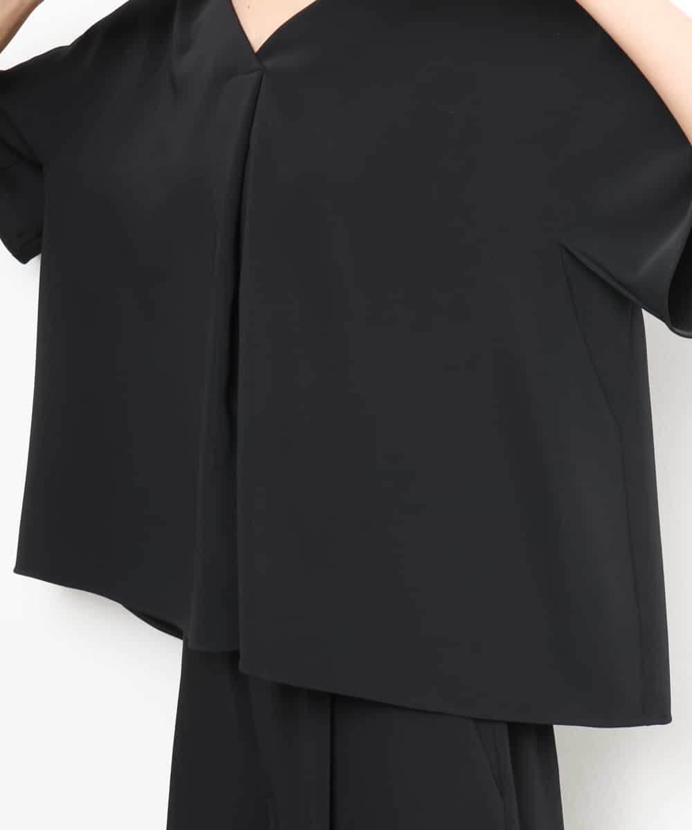FMBJD03200 MICHEL KLEIN(ミッシェルクラン) [セットアップ対応]Vネックフレアブラウス ブラック