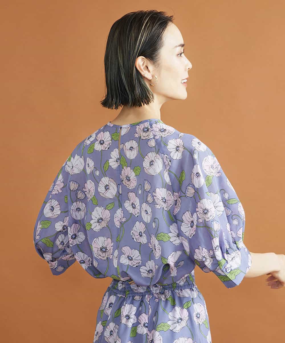FMBJS10250 MICHEL KLEIN(ミッシェルクラン) [セットアップ対応]ポピープリントブラウス（オリジナルプリント） パープル系(68)