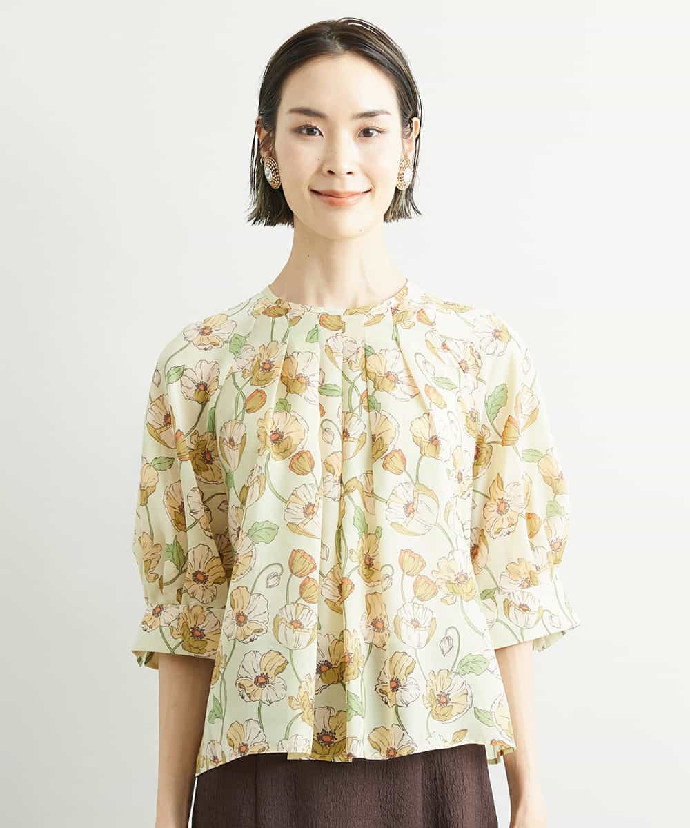 FMBJS10250 MICHEL KLEIN(ミッシェルクラン) [セットアップ対応]ポピープリントブラウス（オリジナルプリント） パープル系(68)