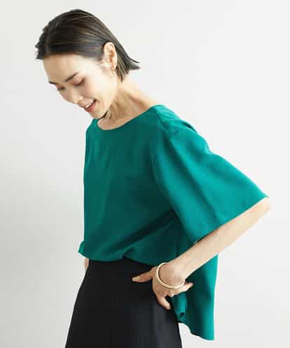 FMBJS11180 MICHEL KLEIN [定番素材]サイドスリットポプリンブラウス