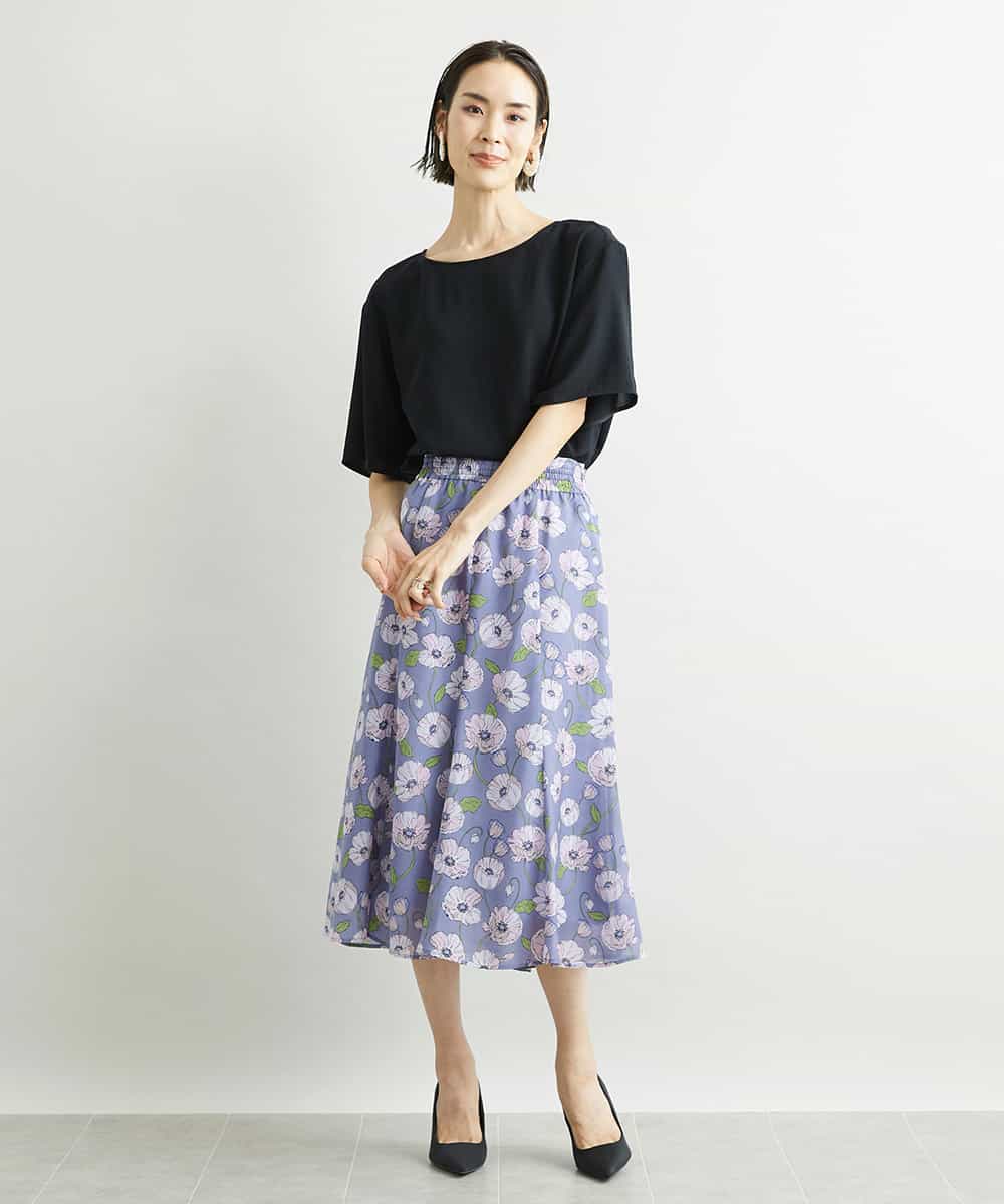 FMBJS11180 MICHEL KLEIN(ミッシェルクラン) [定番素材]サイドスリットポプリンブラウス グリーン(35)