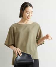 FMBJS11180 MICHEL KLEIN(ミッシェルクラン) [定番素材]サイドスリットポプリンブラウス グリーン(35)