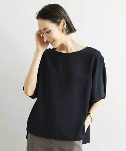 FMBJS11180 MICHEL KLEIN [定番素材]サイドスリットポプリンブラウス