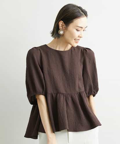 FMBJS12190 MICHEL KLEIN [1枚着としておすすめ/セットアップ対応]ボリュームスリーブペプラムブラウス