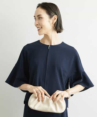 FMBJS13210 MICHEL KLEIN [セットアップ対応/機能素材]ラッフルスリーブジャージーブラウス