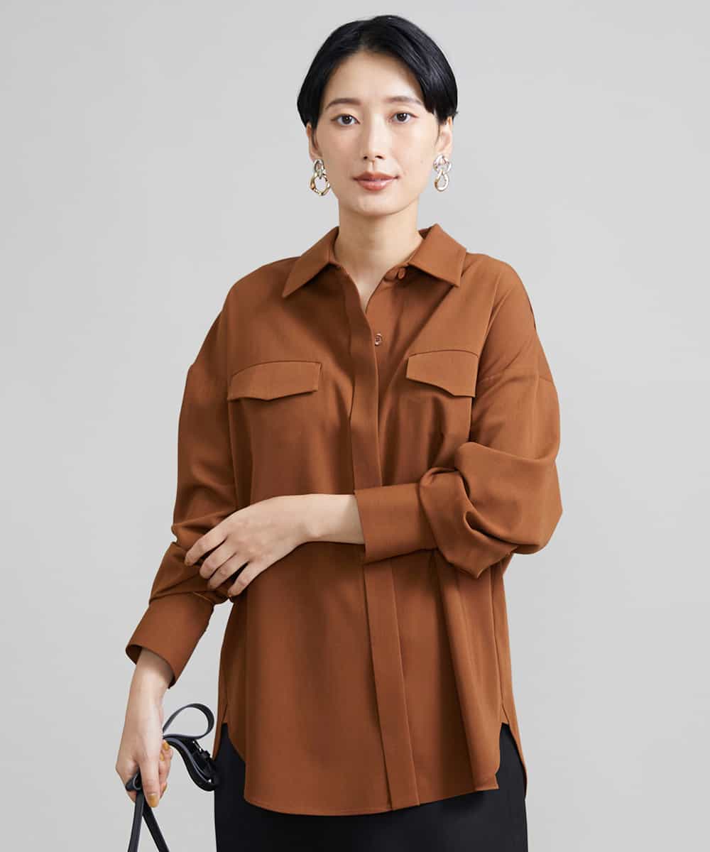 FMBJS17230 MICHEL KLEIN(ミッシェルクラン) オーバーサイズCPOブラウス テラコッタ(17)