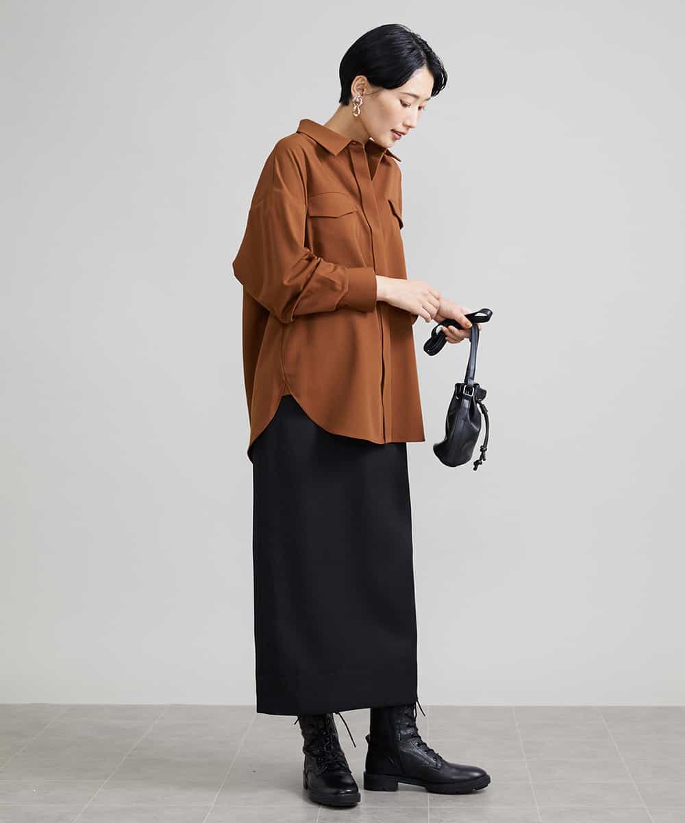 FMBJS17230 MICHEL KLEIN(ミッシェルクラン) オーバーサイズCPOブラウス テラコッタ(17)