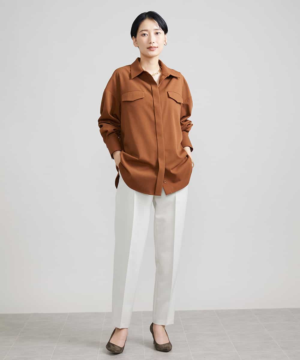 FMBJS17230 MICHEL KLEIN(ミッシェルクラン) オーバーサイズCPOブラウス テラコッタ(17)