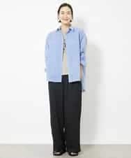 FMBJV07270 MICHEL KLEIN(ミッシェルクラン) ストライプシャツブラウス ライトブルー(50)