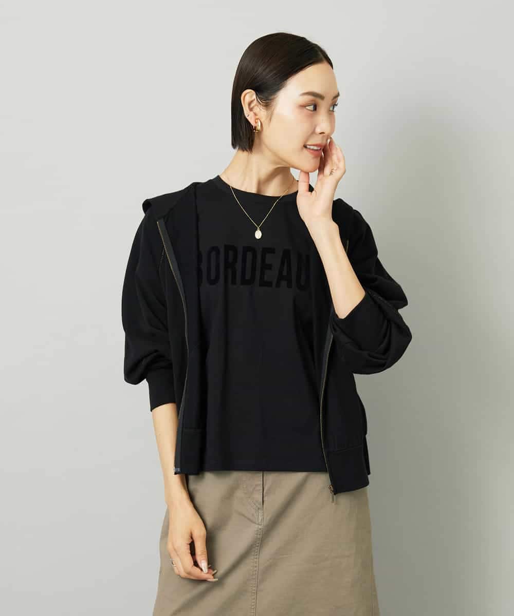 FMCAD04270 MICHEL KLEIN(ミッシェルクラン) シアー裏毛アクセントラメパーカー ブラック