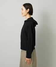 FMCAD04270 MICHEL KLEIN(ミッシェルクラン) シアー裏毛アクセントラメパーカー ブラック