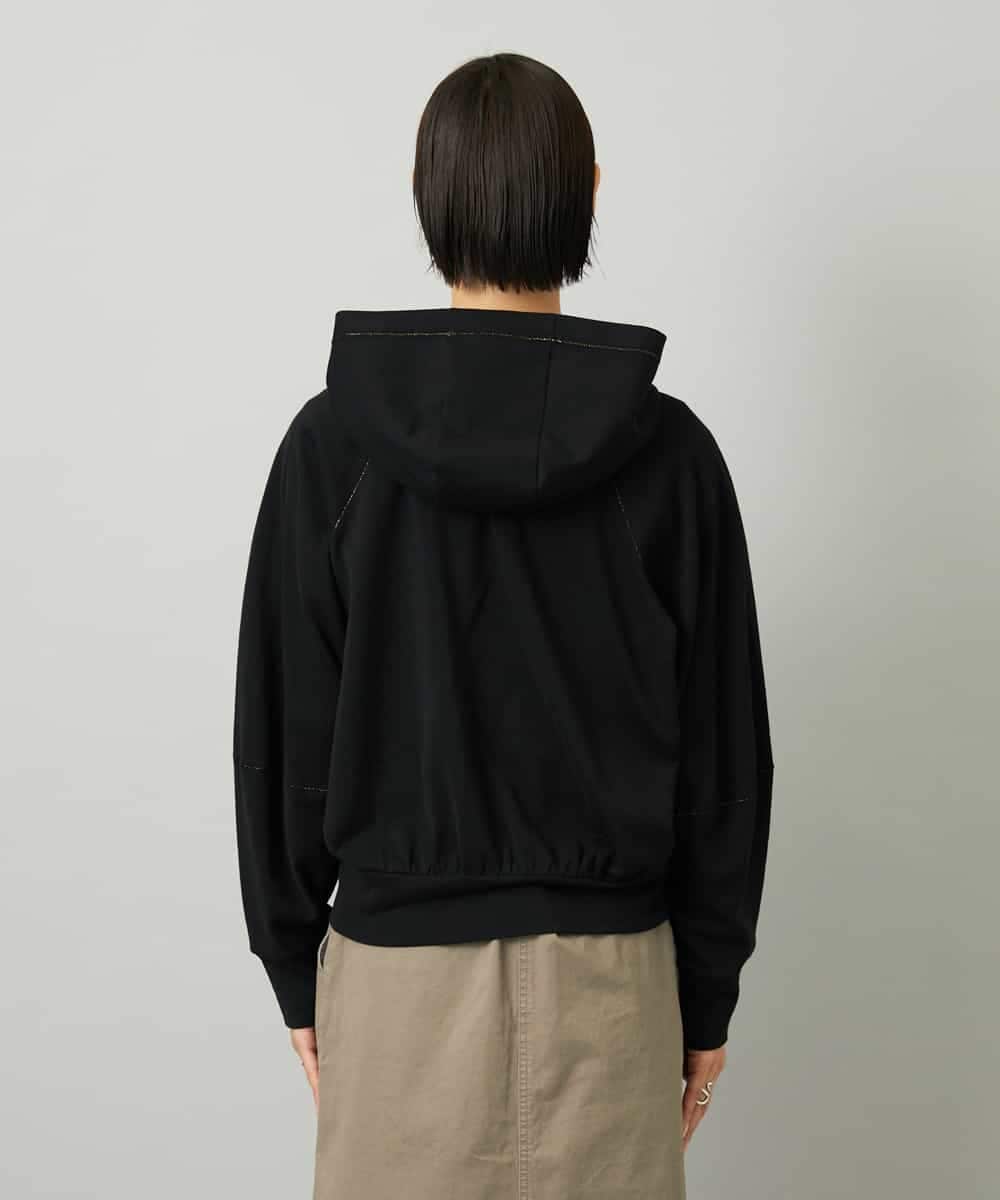 FMCAD04270 MICHEL KLEIN(ミッシェルクラン) シアー裏毛アクセントラメパーカー ブラック
