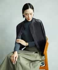 FMCAD16200 MICHEL KLEIN(ミッシェルクラン) シアーベロアクルーネックカーディガン ダークグレー