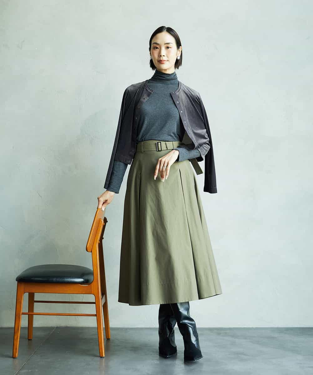 FMCAD16200 MICHEL KLEIN(ミッシェルクラン) シアーベロアクルーネックカーディガン ダークグレー