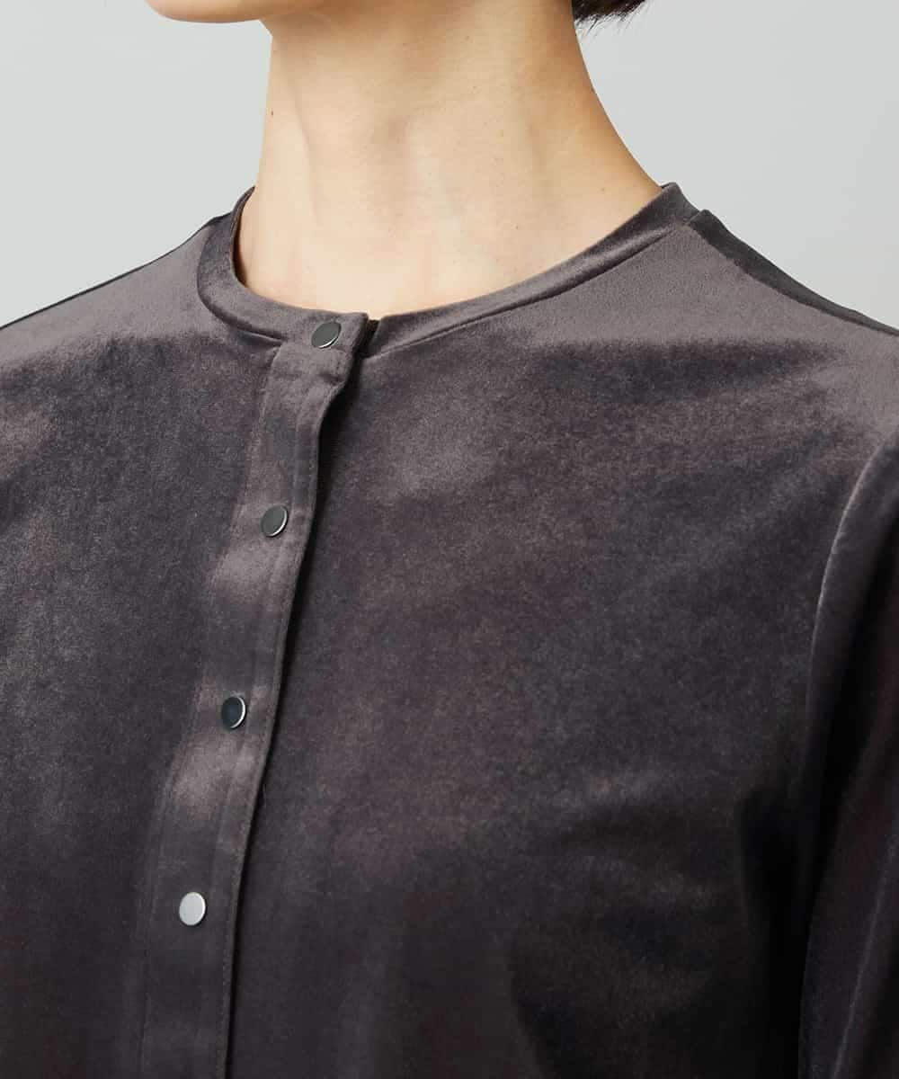 FMCAD16200 MICHEL KLEIN(ミッシェルクラン) シアーベロアクルーネックカーディガン ダークグレー