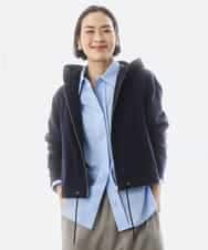 FMCGD03270 MICHEL KLEIN(ミッシェルクラン) オーガニックコットン パイルパーカー ネイビー