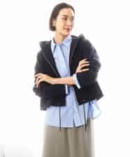 FMCGD03270 MICHEL KLEIN(ミッシェルクラン) オーガニックコットン パイルパーカー ネイビー