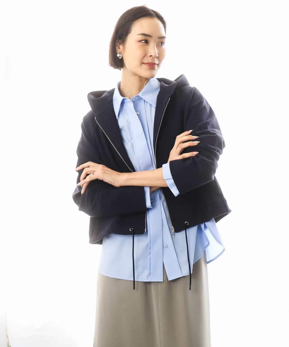 FMCGD03270 MICHEL KLEIN(ミッシェルクラン) オーガニックコットン パイルパーカー ネイビー