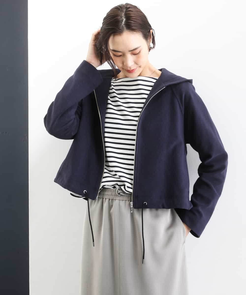 FMCGD03270 MICHEL KLEIN(ミッシェルクラン) オーガニックコットン パイルパーカー ネイビー