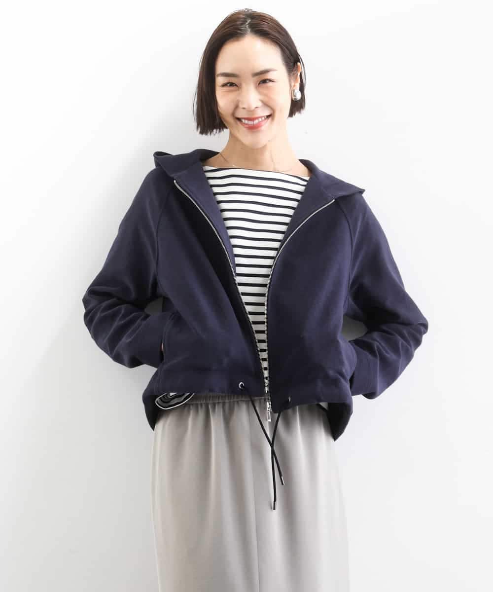 FMCGD03270 MICHEL KLEIN(ミッシェルクラン) オーガニックコットン パイルパーカー ネイビー