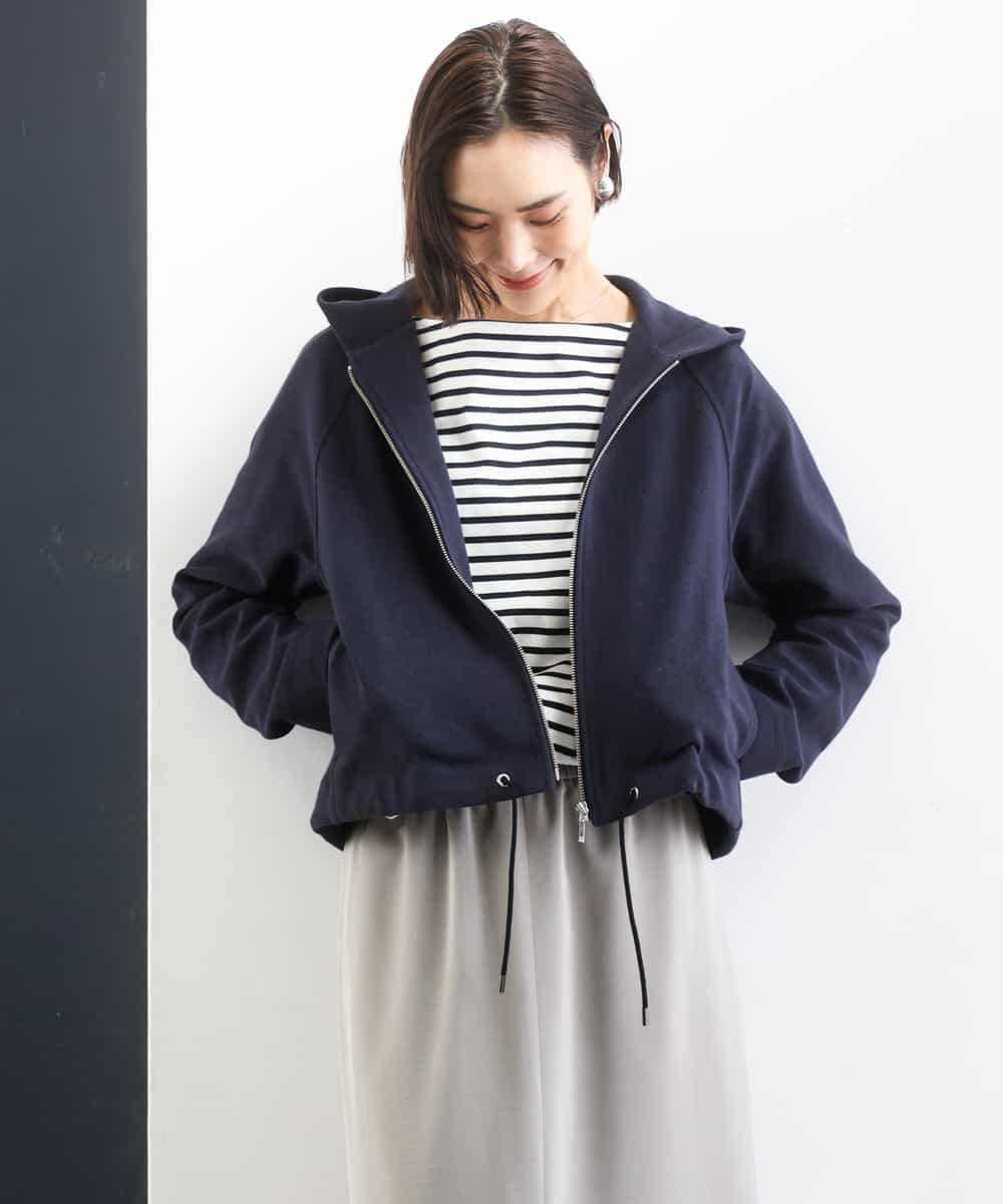 FMCGD03270 MICHEL KLEIN(ミッシェルクラン) オーガニックコットン パイルパーカー ネイビー