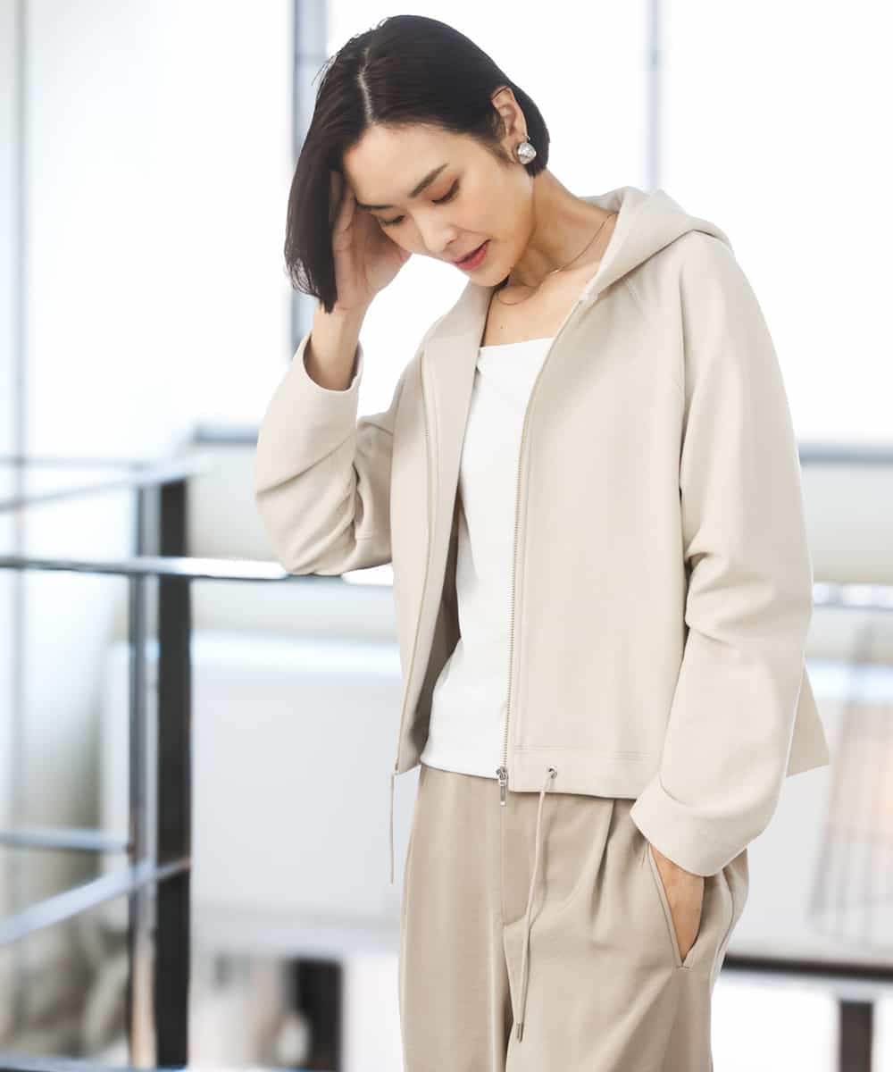 FMCGD03270 MICHEL KLEIN(ミッシェルクラン) オーガニックコットン パイルパーカー ネイビー