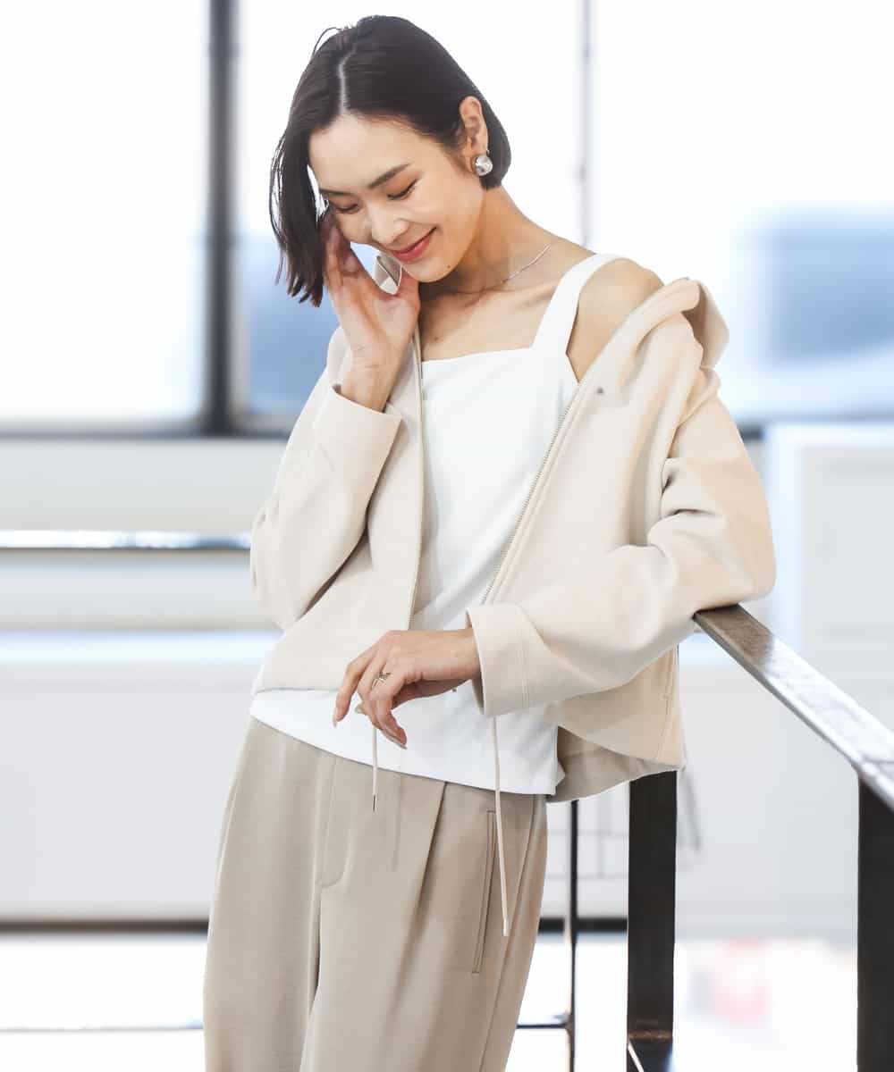 FMCGD03270 MICHEL KLEIN(ミッシェルクラン) オーガニックコットン パイルパーカー ネイビー