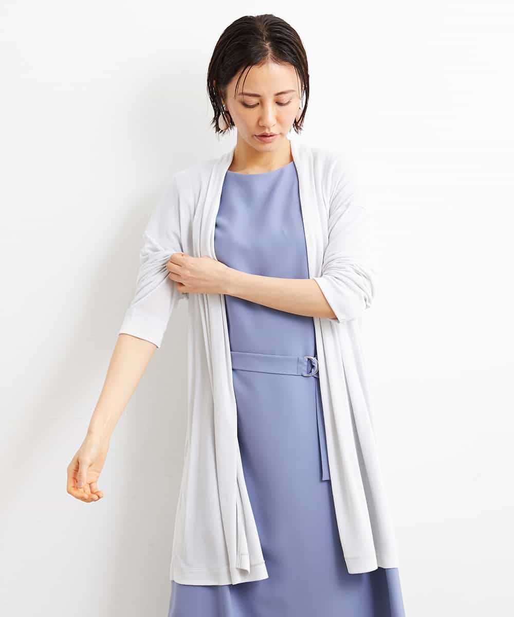 軽めの羽織として]サイドスリットフライスロングカーディガン