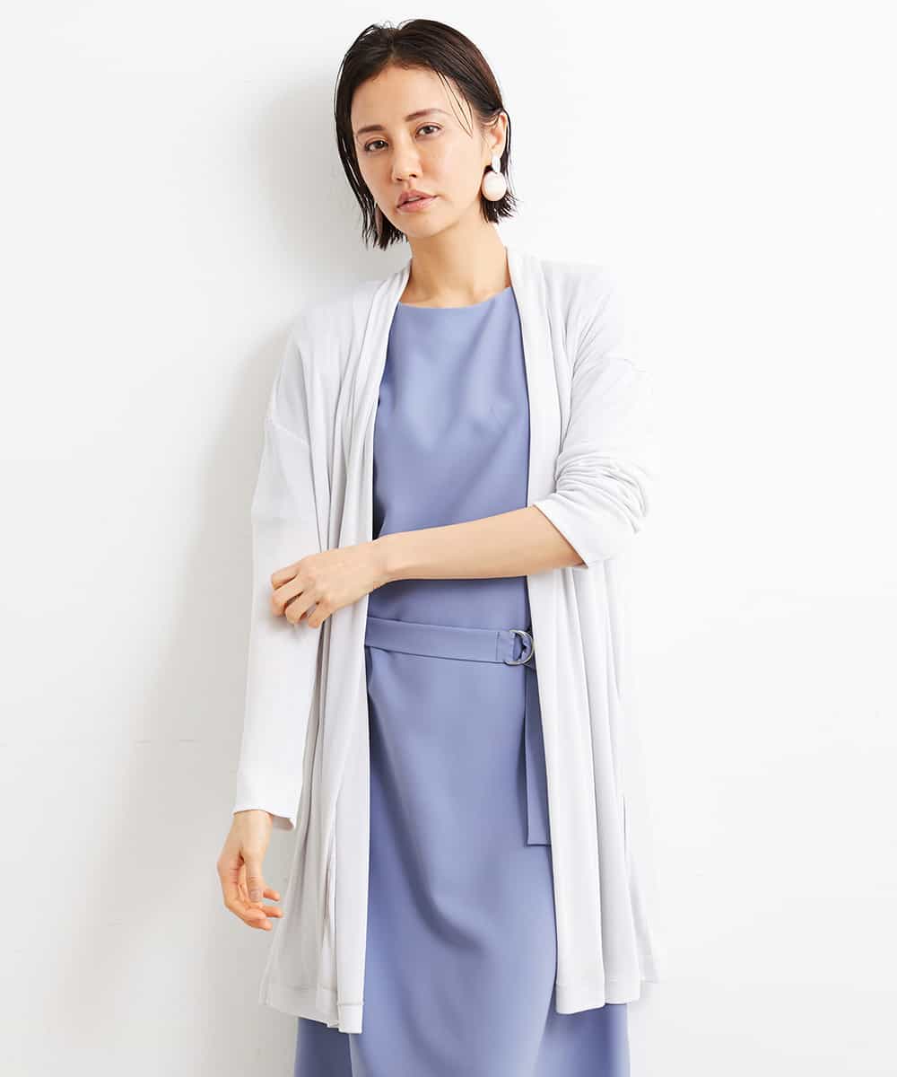 軽めの羽織として]サイドスリットフライスロングカーディガン