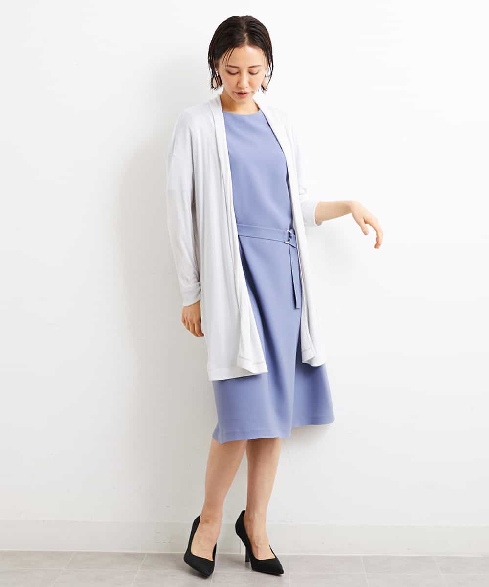 軽めの羽織として]サイドスリットフライスロングカーディガン