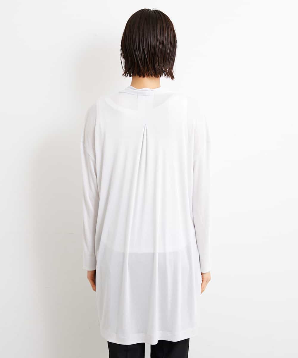FMCGS01180 MICHEL KLEIN(ミッシェルクラン) [軽めの羽織として]サイドスリットフライスロングカーディガン ブラック(94)