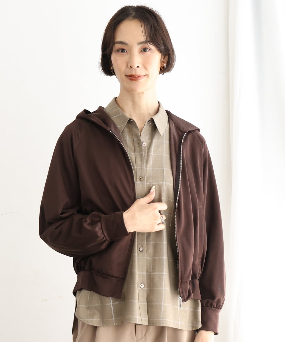 FMCJD30270 MICHEL KLEIN(ミッシェルクラン) シアー裏毛パーカー ブラウン