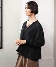 FMCJD31190 MICHEL KLEIN(ミッシェルクラン) 布帛ドッキングVネックカーディガン パープル