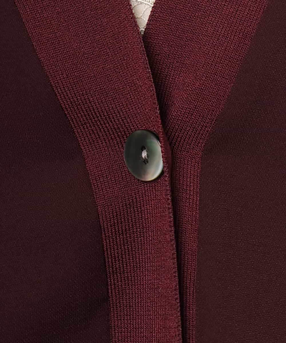 FMCJD31190 MICHEL KLEIN(ミッシェルクラン) 布帛ドッキングVネックカーディガン パープル