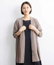 FMCJS02180 MICHEL KLEIN(ミッシェルクラン) [接触冷感]フライスロングカーディガン モカ(83)