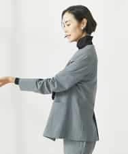 FMDAA10400 MICHEL KLEIN(ミッシェルクラン) ストレッチノーカラージャケット(セットアップ対応/3サイズあり) グレー(92)
