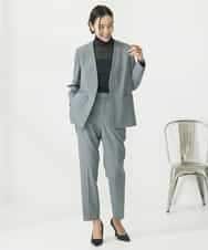 FMDAA10400 MICHEL KLEIN(ミッシェルクラン) ストレッチノーカラージャケット(セットアップ対応/3サイズあり) グレー(92)