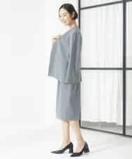 FMDAA10400 MICHEL KLEIN(ミッシェルクラン) ストレッチノーカラージャケット(セットアップ対応/3サイズあり) グレー(92)