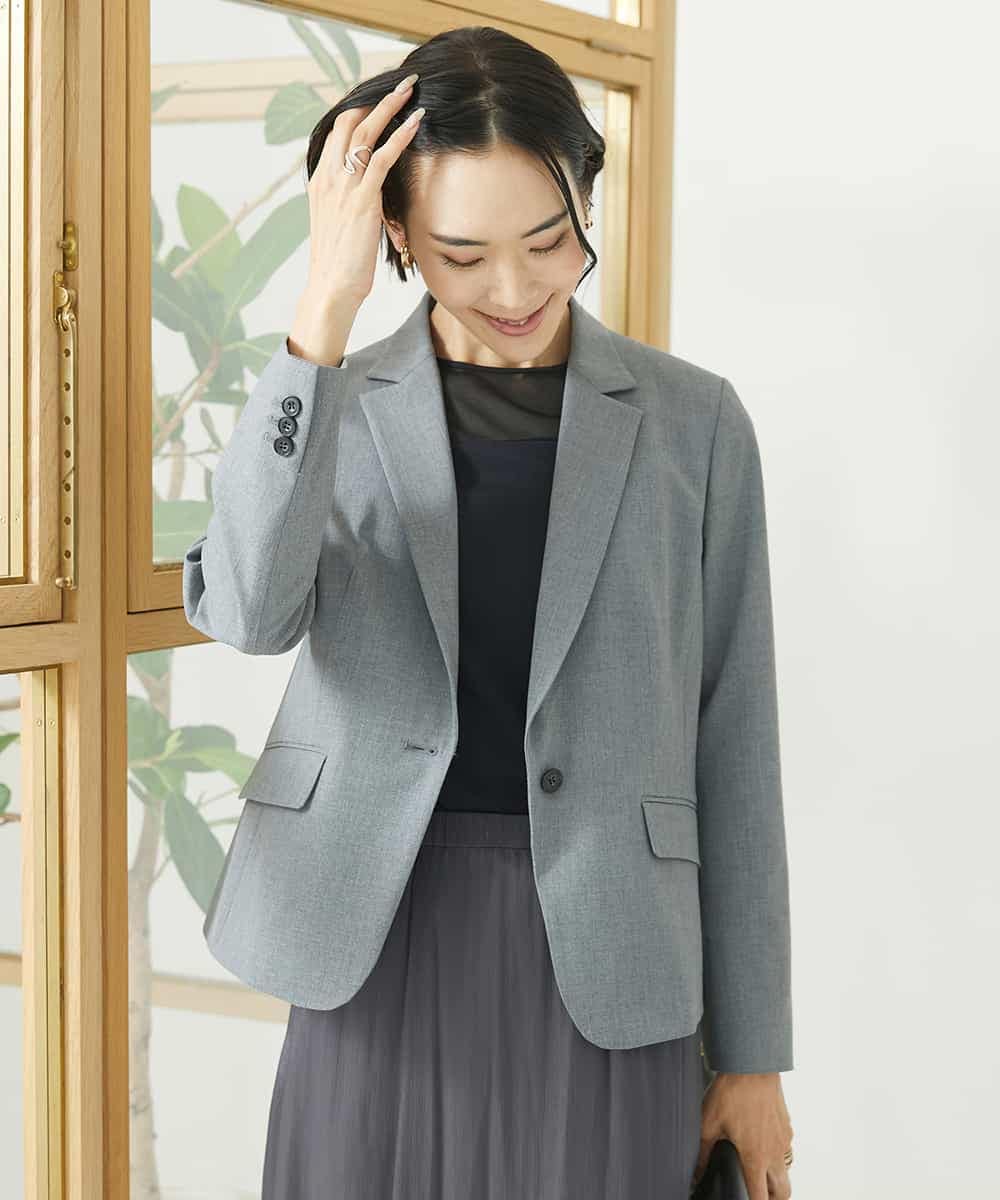 FMDAA11400 MICHEL KLEIN(ミッシェルクラン) ストレッチテーラードジャケット(セットアップ対応/3サイズあり/総裏) グレー(92)