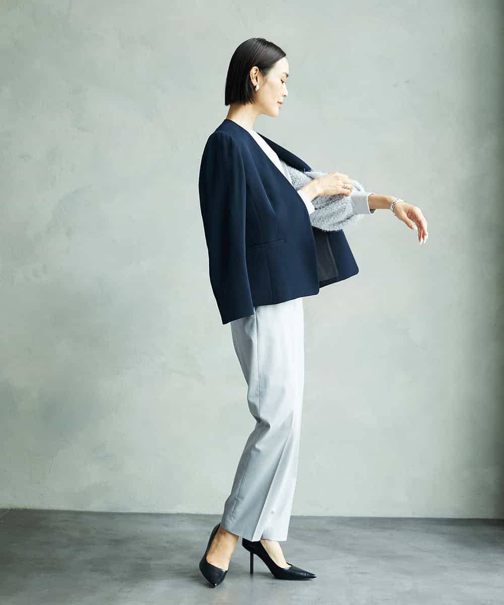 FMDAD25360 MICHEL KLEIN(ミッシェルクラン) [セットアップ対応]ノーカラージャケット ネイビー
