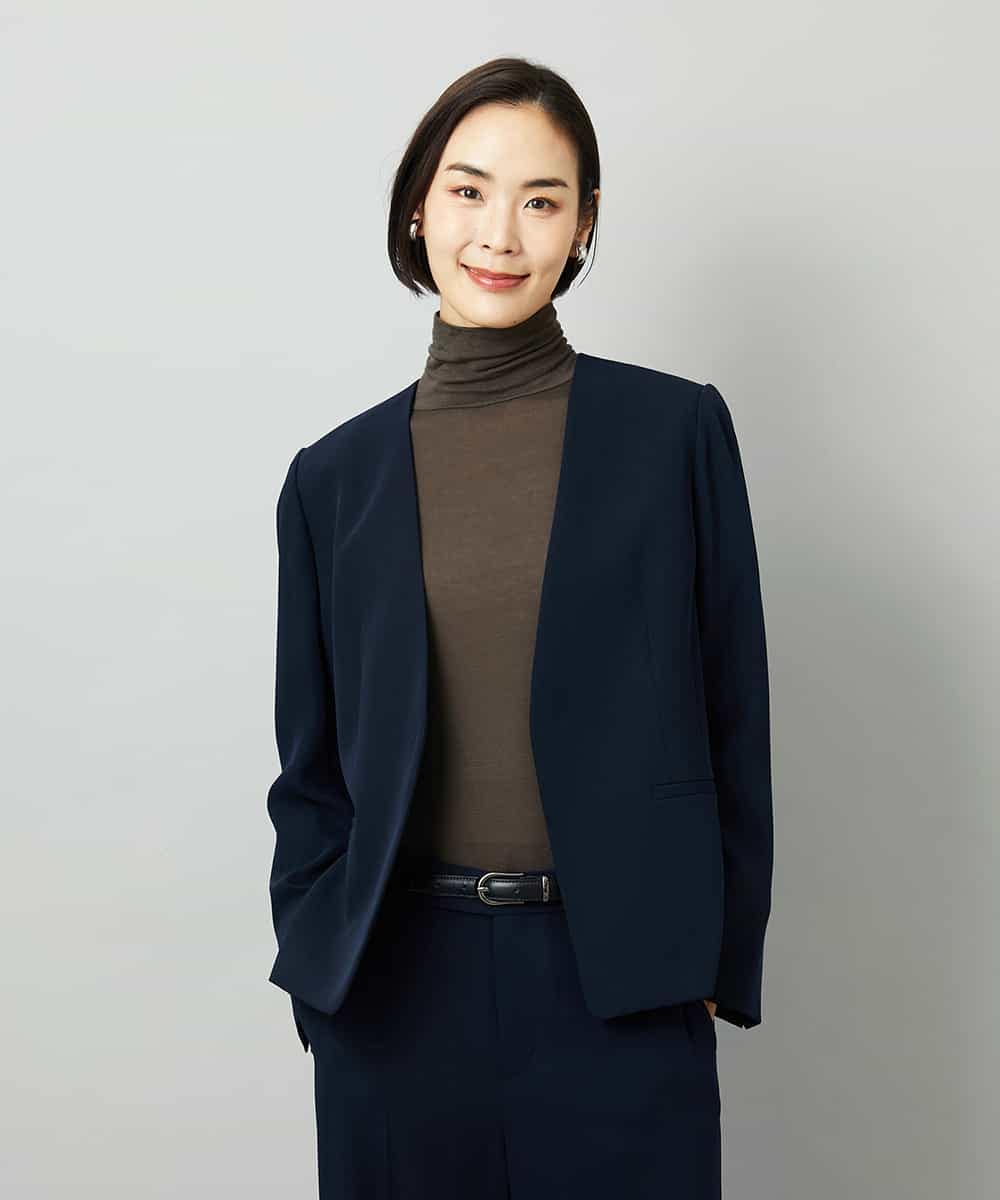 FMDAD25360 MICHEL KLEIN(ミッシェルクラン) [セットアップ対応]ノーカラージャケット ネイビー