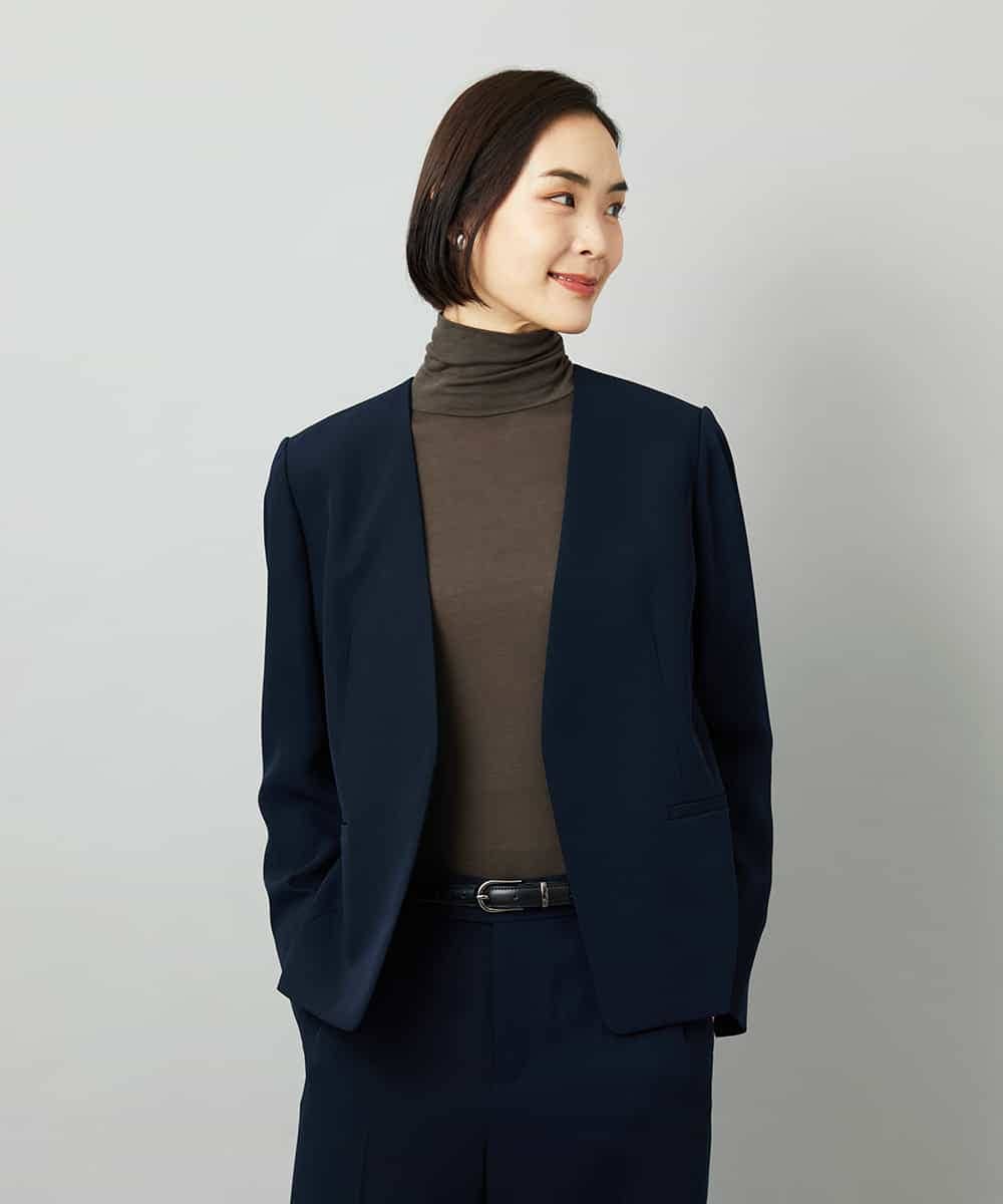 FMDAD25360 MICHEL KLEIN(ミッシェルクラン) [セットアップ対応]ノーカラージャケット ネイビー