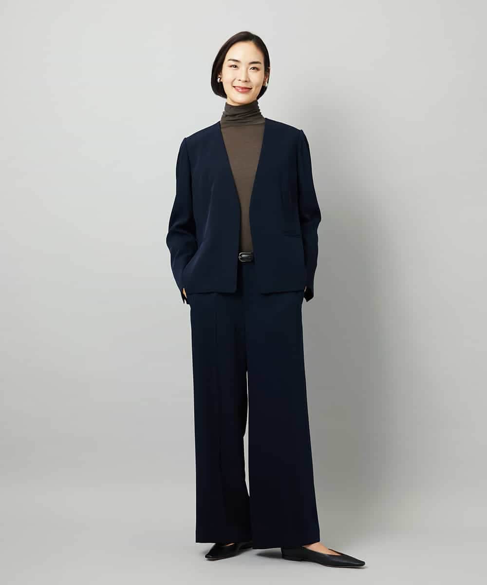 FMDAD25360 MICHEL KLEIN(ミッシェルクラン) [セットアップ対応]ノーカラージャケット ネイビー