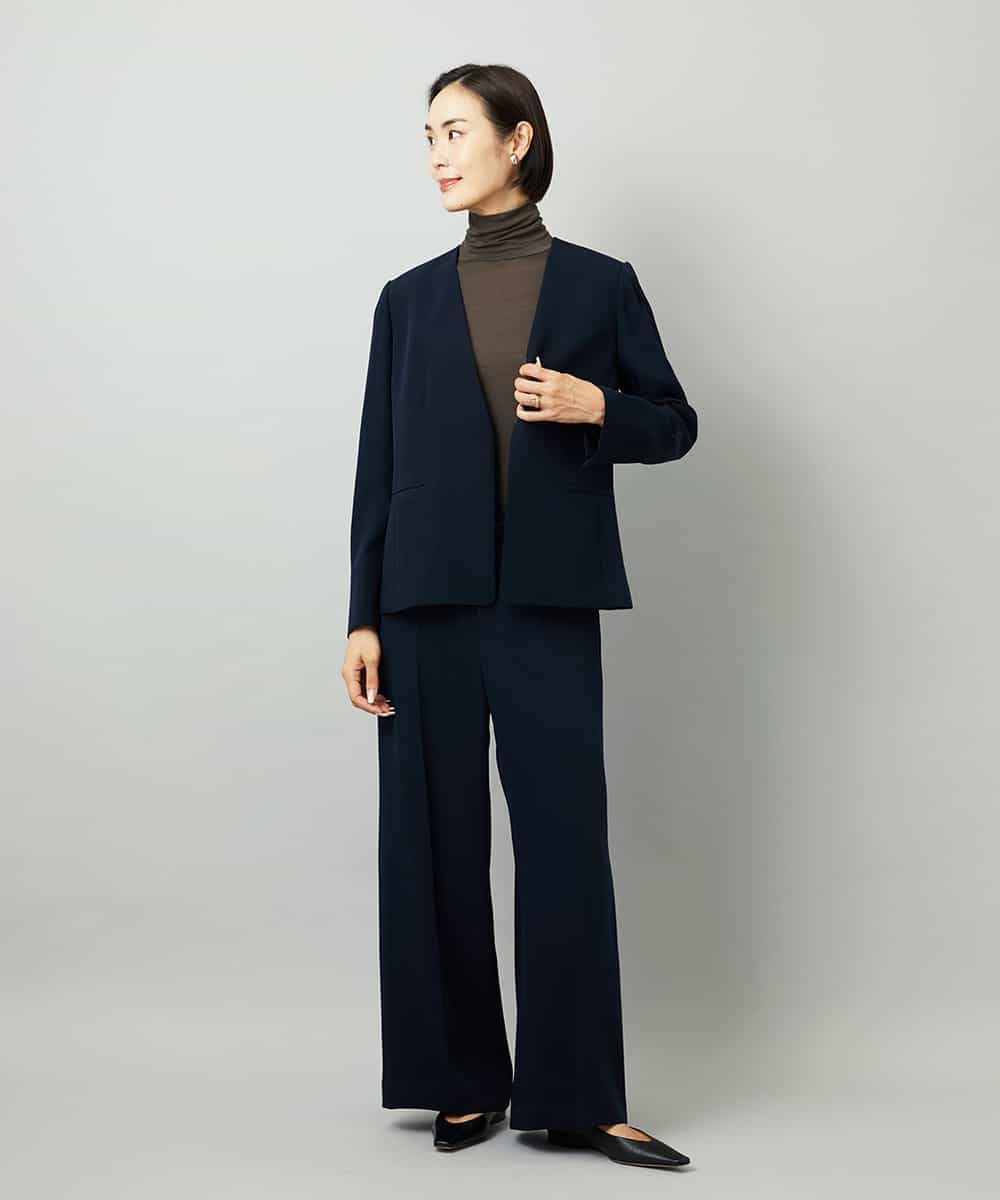 FMDAD25360 MICHEL KLEIN(ミッシェルクラン) [セットアップ対応]ノーカラージャケット ネイビー