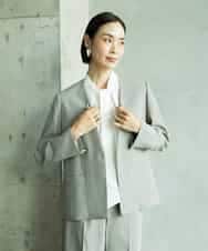 FMDAD25360 MICHEL KLEIN(ミッシェルクラン) [セットアップ対応]ノーカラージャケット ネイビー